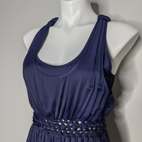 NWT Aijek navy satin maxi dress 10/12 - Picture 3 of 10